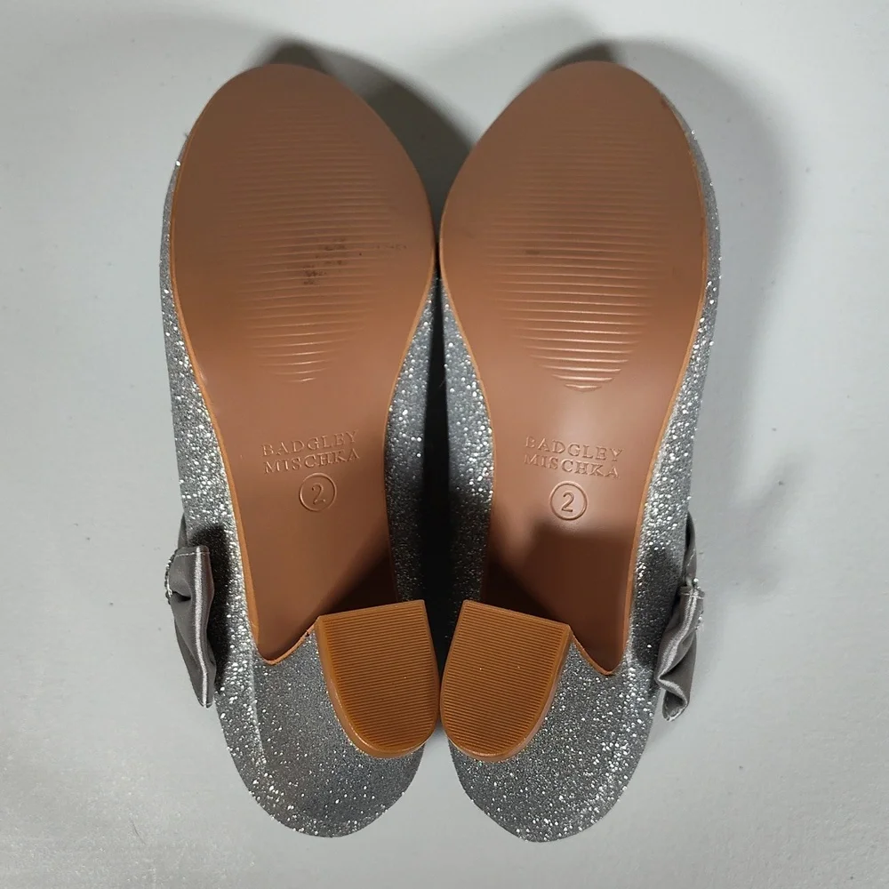 Badgley Mischka Girls‎ Glitter Block Heel Dress Shoes 2